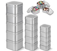 Goodma Paquete de 18 latas cuadradas vacías de metal plateado con ventana transparente para hacer velas, dulces, regalos y tesoros, tamaños mixtos