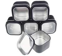Goodma Paquete de 6 latas vacías cuadradas de metal de 240 ml con ventana transparente para hacer velas, dulces, regalos y tesoros, color negro