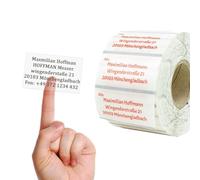 GoodMarkt Etiquetas de dirección personalizadas autoadhesivas | 60x30 mm, 150 etiquetas/rollo, plástico transparente | Etiqueta de dirección resistente al agua y al desgarro, pegatinas con nombres.