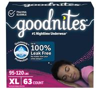 Goodnites Ropa interior nocturna para mojar la cama, niñas L (68-95 libras), 75 unidades