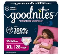 Goodnites Ropa interior nocturna para mojar la cama, para niñas, XL (95-140 libras), 28 unidades