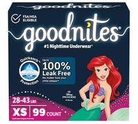 Goodnites Ropa interior nocturna para mojar la cama, para niñas, XS (28-43 libras), 99 unidades (3 paquetes de 33)