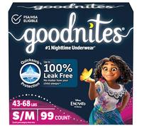 Goodnites Ropa interior para mojar la cama para niñas, talla S/M (43-78 libras), 99 unidades (3 paquetes de 33), el embalaje puede variar