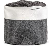 Goodpick Cesta de cuerda de algodón grande, Blanco & Gris