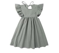 Goodplayer Vestido para nia para nios pequeos Summer Algodn Ruffle Halter Sleeveless Kids Casual Beach Party Fiest Vestidos 1-6 aos (Green Green