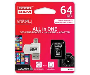 Goodram M1A4-0640R11 Memoria Flash 64 GB MicroSDHC Clase 10 UHS-I - Tarjeta de Memoria (64 GB, MicroSDHC, Clase 10, UHS-I, 60 MB/s, Negro, Blanco)