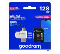 Tarjeta de memoria MicroSD de 128 GB (CLASE 10) 4 en 1 con adaptadores SD y lápiz USB/OTG - GOODRAM