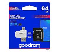 GoodRam MicroSDHC (64 GB, Clase 10, UHS I) + Adaptador + Lector de Tarjetas