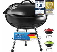GOODS+GADGETS® Barbacoa de Carbón Portátil Esférica 38 cm - Acero | Parrilla de mesa compacta esmaltada sin óxido - ideal camping, picnic, festival, viaje
