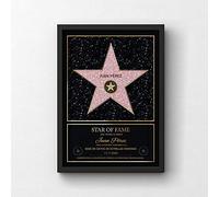 GOODS+GADGETS Estilo Personal de la Estrella de Hollywood Walk of Fame: Certificado Star of Fame con Nombre y Marco de Madera Personalizado con Nombre (A3-30 x 42 cm)