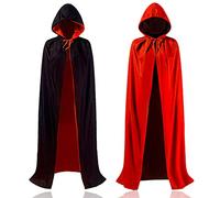 Goods & Gadgets GmbH Capa de Halloween con Capucha; Vampiro, Cosplay, Mago, Disfraz de Drácula para Carnaval y Fiestas de Disfraces Doble Cara Negra y roja