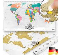 GOODS+GADGETS® Mapa del Mundo para Rascar XXL 88x52 cm - Edición Oro | Mapa mundi rascable con capa dorada metálica - 88 x 52 cm - incluye chip rascador - tubo regalo
