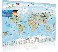 GOODS+GADGETS Mapa Mundial Panorámico para Niños XXL - 140x100cm Mapa Mundial para Niños completamente dibujado a mano y coloreado (Alemán)