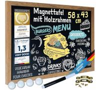 GOODS+GADGETS® Pizarra Magnética con Marco de Madera 43x58 cm | Superficie lacada sin polvo de tiza - incluye rotulador, 4 imanes y kit de montaje