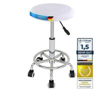 GOODS+GADGETS® Taburete Giratorio con Ruedas, Altura 46-63 cm | Taburete ergonómico regulable - base cromada 5 ruedas - ideal consulta, peluquería y home office