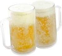 GOODS+GADGETS Taza de cerveza para congelar: Taza de hielo Frozen Mug vaso para beber de 0,4 litros 400 ml con batería de refrigeración para bebidas permanentemente heladas (2 Jarras de cerveza)