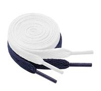 GOODSALEOK 2 Pares de Cordones Planos de 8mm Deporte Para Zapatillas Deportivas Adultos Resistente al Desgaste Presente Blanco+Azul Marino 100CM