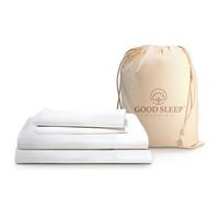 GoodSleep Company Sábanas de algodón de 1000 Hilos: 100% sábanas egipcias de Fibra Larga, Tejido Satinado, tamaño Queen: Juego de 4 Piezas, Color Blanco
