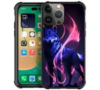 Goodsprout Compatible con iPhone 12 Pro Case Pink Flame Blue Wolf Gráficos para Niñas, Diseño de patrón de imagen a prueba de golpes Anti-arañazos PC duro Funda trasera para iPhone 12/12 Pro