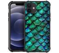 Goodsprout Funda compatible con iPhone 12/12 Pro, diseño de escamas de sirena verde, a prueba de golpes, antiarañazos, carcasa trasera de policarbonato duro para iPhone 12/12 Pro