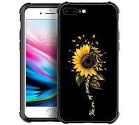 Goodsprout Funda compatible con iPhone 8 Plus, diseño de libélula amarilla y girasol para niñas, ultra protección, a prueba de golpes, silicona suave, parte trasera antideslizante para iPhone 8 Plus/7