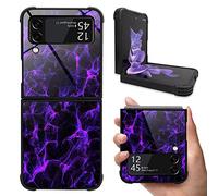 Goodsprout Funda compatible con Samsung Galaxy Z Flip 3 5G, textura de grano de madera morada, diseño increíble a prueba de golpes, antiarañazos, carcasa trasera de policarbonato duro para Samsung Galaxy Z Flip 3 5G