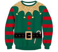 Goodstoworld Jersey Navidad Suéter de Copo de Nieve Mujer Hombre Suéter Feo de Navidad Jersey de Punto Unisex Novedad Suéter con Patrón de Tejido Jumper M