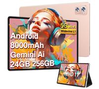 GOODTEL 2026 Tablet, 11 Pulgadas, 24 GB de RAM + 256 GB de ROM + 2 TB, Android Octa-Core, 1280 × 800 HD, WLAN 5G, Bluetooth 5.0, 8000 mAh, 13 MP + 5 MP, Tablet con Funda, Oro