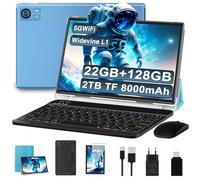 GOODTEL 2026 Tablet Android 10 Pollici 22GB RAM+128GB ROM(2TB TF), 8000 mAH,Octa-Core,2.0Ghz, WiFi5G+2.4G, GPS, 8MP + 5MP, Bluetooth 5.0,OTG, Cast, Tablet PC con Custodia, Tastiera e Mouse,Azul