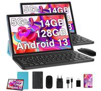 GOODTEL Tablet 10 Pulgadas 14GB RAM+128GB ROM (2TB TF), Android Octa-Core, 5G + 2.4G WiFi, Bluetooth 5.0, GMS Certified, GPS, 8000mAh, 8MP+5MP, Tablet PC con con Funda, Teclado y Ratón, Azul