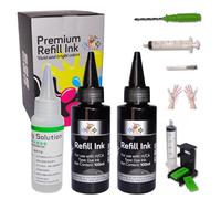 GOODTINTAS Kit de Recarga de Tinta Compatible para Cartuchos de Tinta HP 307XL 305XL 304XL 303XL 302XL 301XL 300 301 302 303 304 305 21 62 Incluye 200ML Tinta Negra +Accesorios+ 50ml Limpia Cabezal