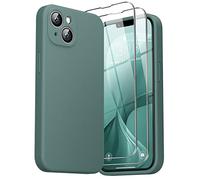 GOODVISH 3 en 1 Funda de Silicona Líquida para iPhone 14 6,1", con 2 Piezas Templado Protectoras, 360 Protección de Cuerpo Completo la Pantalla y la Cámara [Anti-Choques] Carcase (Verde)