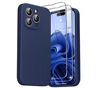 GOODVISH 3 en 1 Funda de Silicona Líquida para iPhone 14 Pro 6,1", con 2X Templado Protectora, 360 Protección de Cuerpo Completo la Pantalla y la Cámara [Anti-Choques] Carcase (Azul Marino)