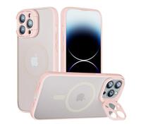GOODVISH Funda para iPhone 13 Pro Compatible con Magnetisch, magnetic case con Soporte Cámara, Piel Sedosa Antiarañazos, Protección a Prueba de Golpes Protectora Translúcida a Prueba de Golpes, Rosado