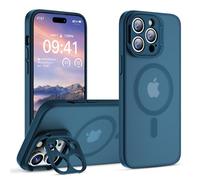 GOODVISH Funda para iPhone 14 Pro Compatible con Magnetisch, Magnetic Case con Soporte Cámara, Piel Sedosa Antiarañazos, Protección a Prueba de Golpes Protectora Translúcida a Prueba de Golpes, Azul