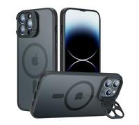 GOODVISH Magnetisch Funda para iPhone 13 Pro con Soporte Cámara, Magnetic Translúcida 13 Pro Phone Case Sedosa Antiarañazos, Protección a Prueba de Golpes Protectora a Prueba de Golpes, Negro