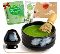 Goodwei Juego de Matcha - 30g Té Matcha Biológico Japonés, Cuenco Ceremonial, Batidor y Soporte (Burashi)