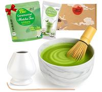 Goodwei Juego de Matcha - 30g Té Matcha Biológico Japonés, Cuenco Ceremonial, Batidor y Soporte (Gurei)