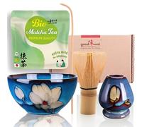 Goodwei Juego de Matcha - 30g Té Matcha Biológico Japonés, Cuenco Ceremonial, Batidor y Soporte (Magnolia)