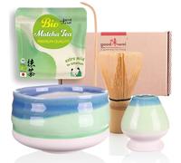 Goodwei Juego de Matcha - 30g Té Matcha Biológico Japonés, Cuenco Ceremonial, Batidor y Soporte (Sumi)