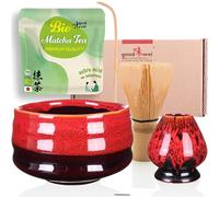 Goodwei Juego de Matcha - 30g Té Matcha Biológico Japonés, Cuenco Ceremonial, Batidor y Soporte (Yogan)