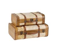 GOODWILL Set 2 bauli di natale crema/oro in legno 45/38 cm