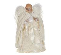 Goodwill Tela de Porcelana y Encaje Árbol de Perlas Ángel con alas de Plumas 30 centímetros en Crema y Blanco