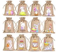 Goody Bags for Kids, Cute Easter Bags with Bunny Design, Candy Drawstring Basket for Easter Parties, Birthdays, New Year, and Weddings, Fun Gift Bags for Children, Cute Easter Goody Bags