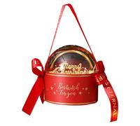 Goody Boxes, Candy Boxes, Treat Boxes, Christmas Snack Boxes, Fruit Treat Wrap Boxes Clear Transparent Design Round Paper Boxes with Bow Festive and Decorative Packaging Easy to Assemble and Use