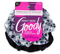 Goody Forever Scrunchies, 2 Count, Black Dots, Pain-Free Hair Accessories for Men, Women, Boys & Girls, Style with Ease & Keep Your Hairstyle Secure for All Day Comfort, All Hair Types
