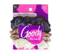 Goody Ouchless Satin Scrunchies - 5 Ct, Neutral Tones, Damage-Free Hold, Soft Overnight Hair Scrunchies to Sleep In, Gentle Hair Accessories for Women & Men, All Day Comfort, All Hair Types