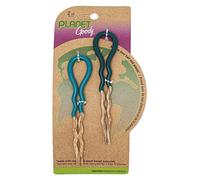 GOODY Planet French Hair Pins - 2 Ct, Green & Blue, Soft & Strong Bamboo Fabric, Comfortable All-Day Wear, Pain-Free Styling Accessories for Women, Men, Boys & Girls, All Hair Types