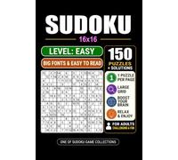 Goody The Smart Brain Sudoku 16x16: Easy: 150 Puzzles Large Print Sudoku 16x16 Puzzle Book for Adults & Seniors 1 Puzzle per Page with 4 Solutions per Page Pocket Size 6x9.
