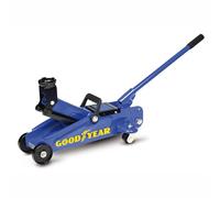 Goodyear 77468 Gato Hidráulico Trolley 2 Toneladas, con Carro y Ruedas Giratorias 360°, Estructura y Brazo de Acero, Palanca Desmontable con Empuñadura de Goma